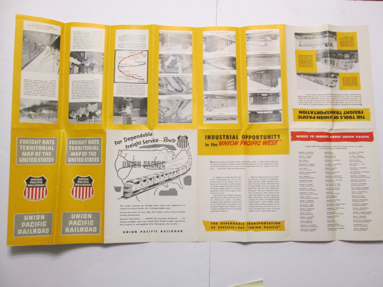 Union Pacific Railroad Territorial Map of the United States 1952