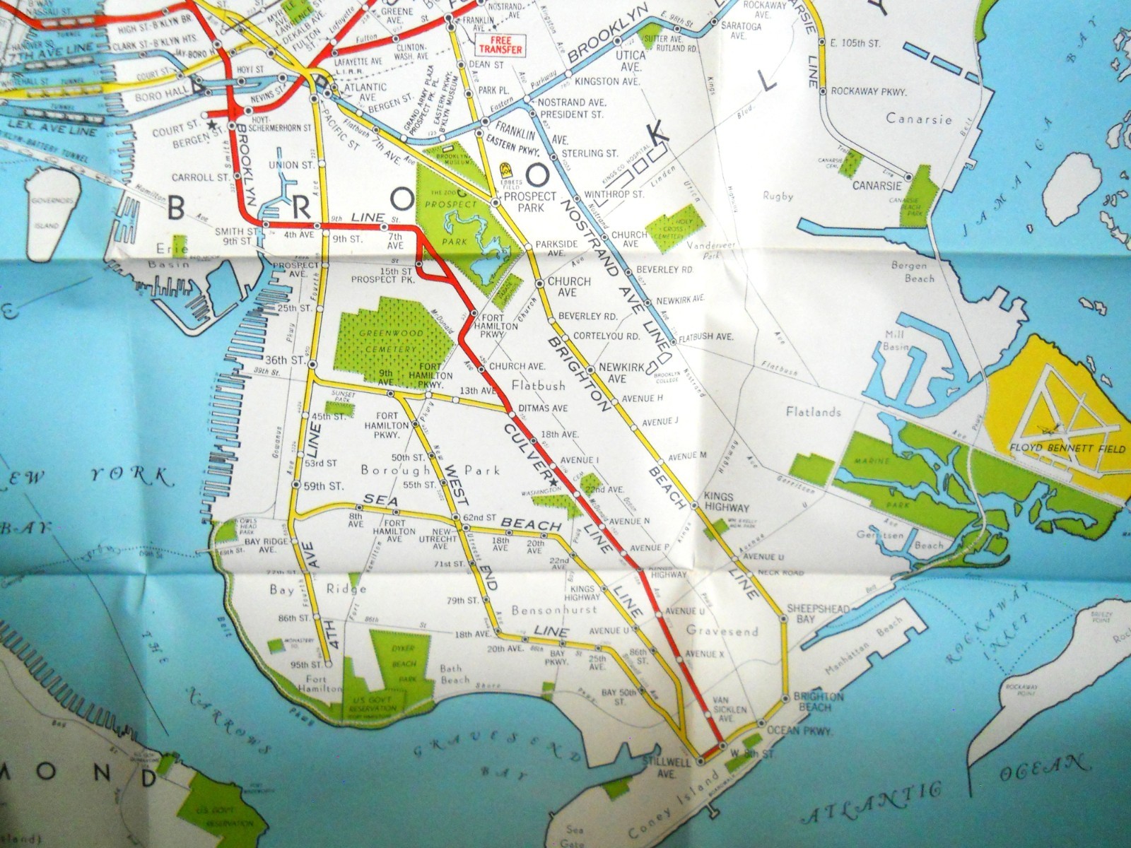 Vintage 1947 Hagstrom’s Map of New York / Subways Elevated Lines