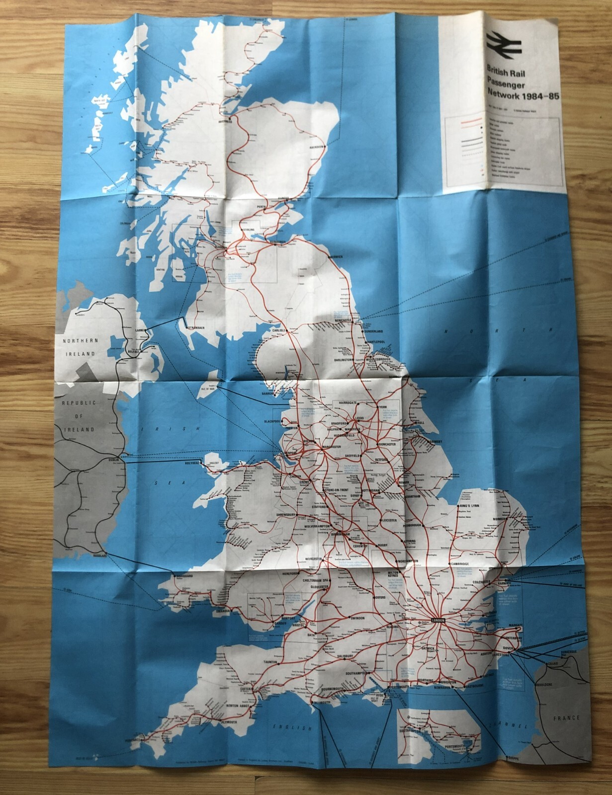 Two British Rail Passenger Network fold-out maps; 1984-85 & 1986-87