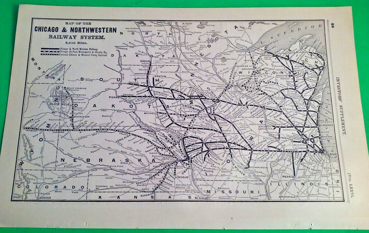 Rare 1903 Railroad Map of The CHICAGO & NORTHWESTERN Railway System & Routes