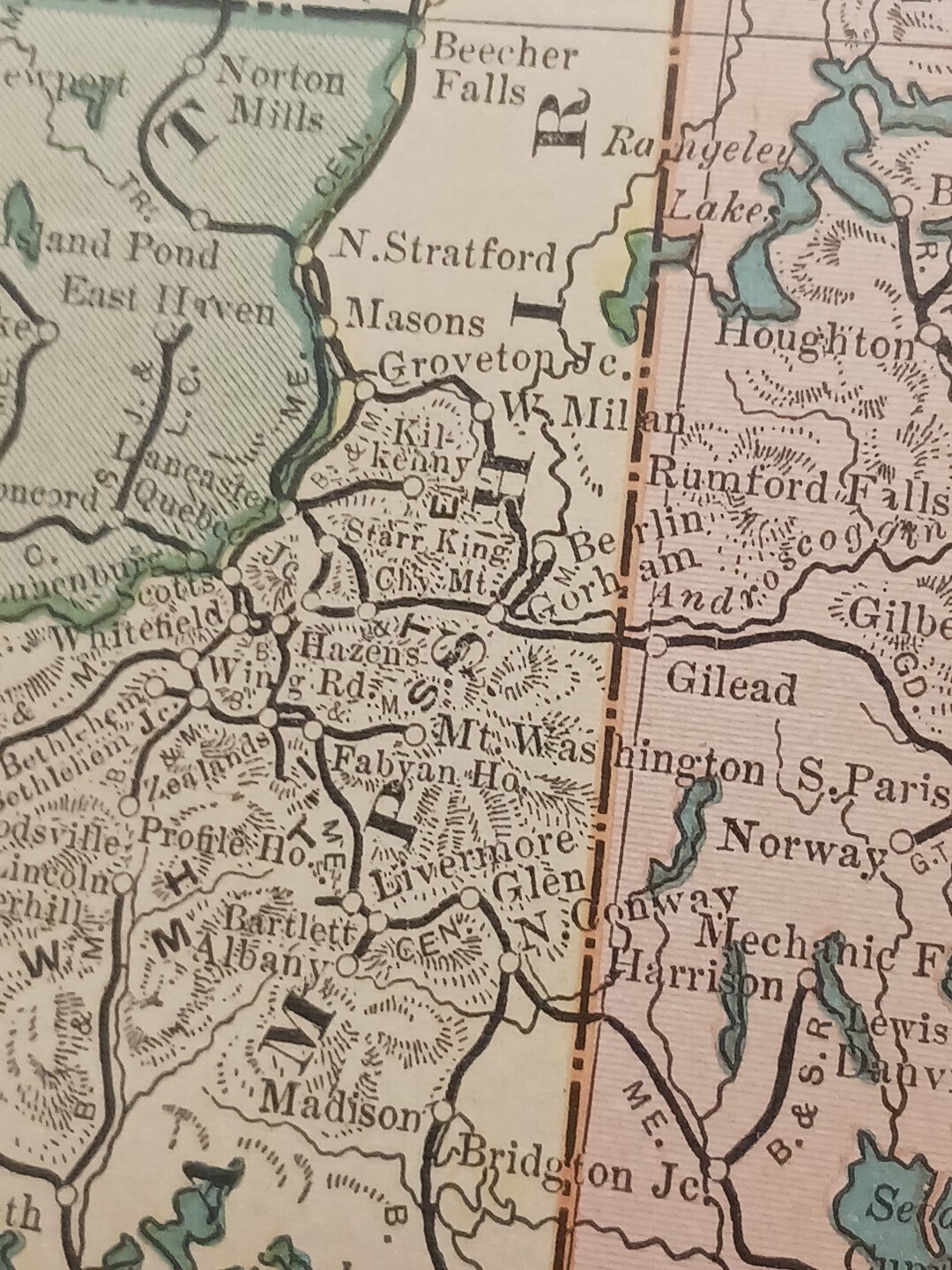 1902 Train Route Map MAINE New Hampshire VERMONT All Railroad Lines 11″×9″