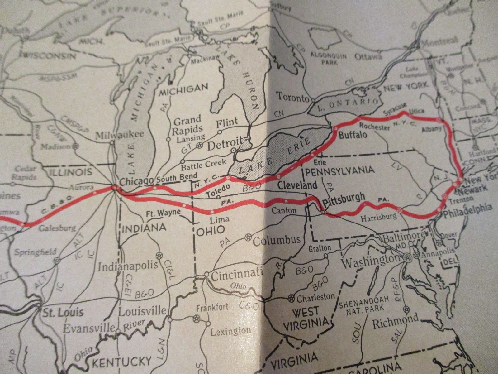 VTG 1950 WESTERN PACIFIC RAILROAD ‘Feather River Route’ MAP~Schedule/Connections