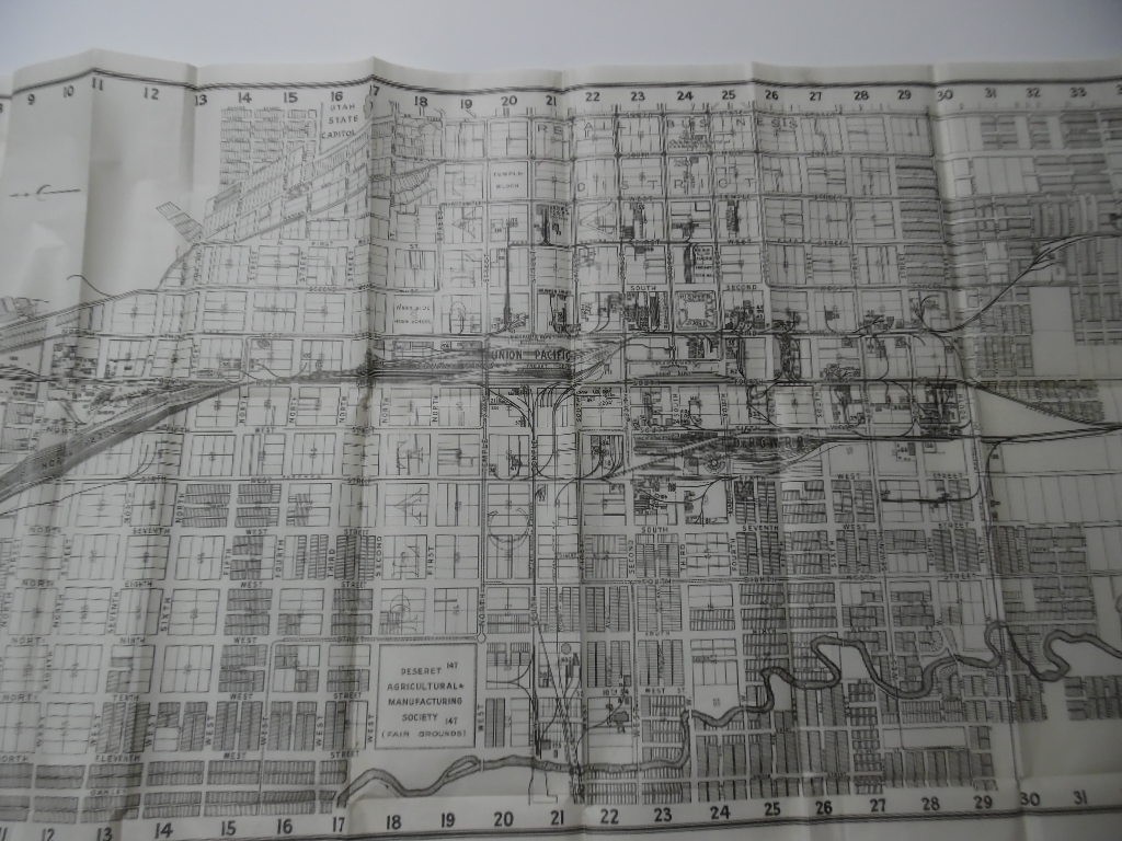 1923 Industrial and Railroad Map of Salt Lake City Utah Commerical Club Antique
