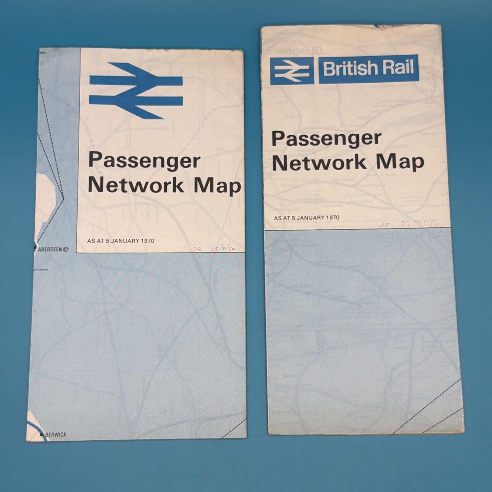 British Rail Passenger Network Map X2 1970 railways Beecham report vintage train