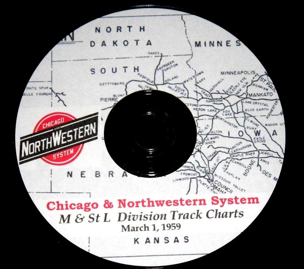 Chicago & Northwestern RR 1959 M & St L Division Track Chart PDF Pages on DVD
