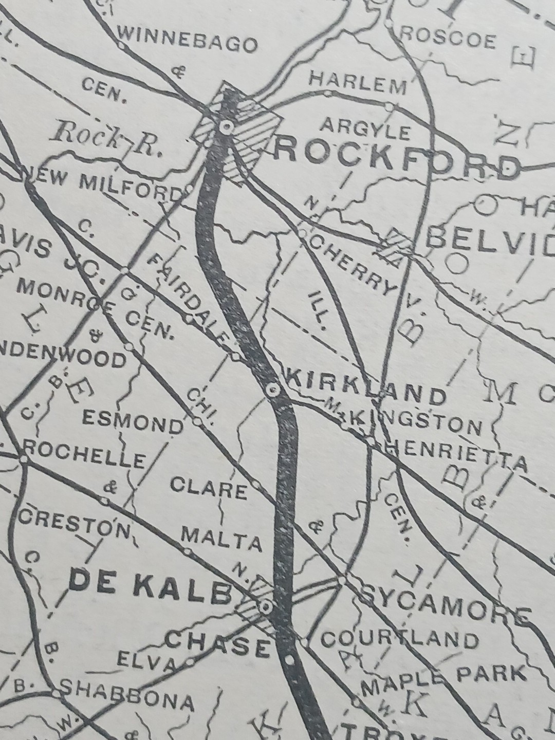 ~1904 Train Route Map ILLINOIS IOWA & MINNESOTA RAILWAY all railroad lines
