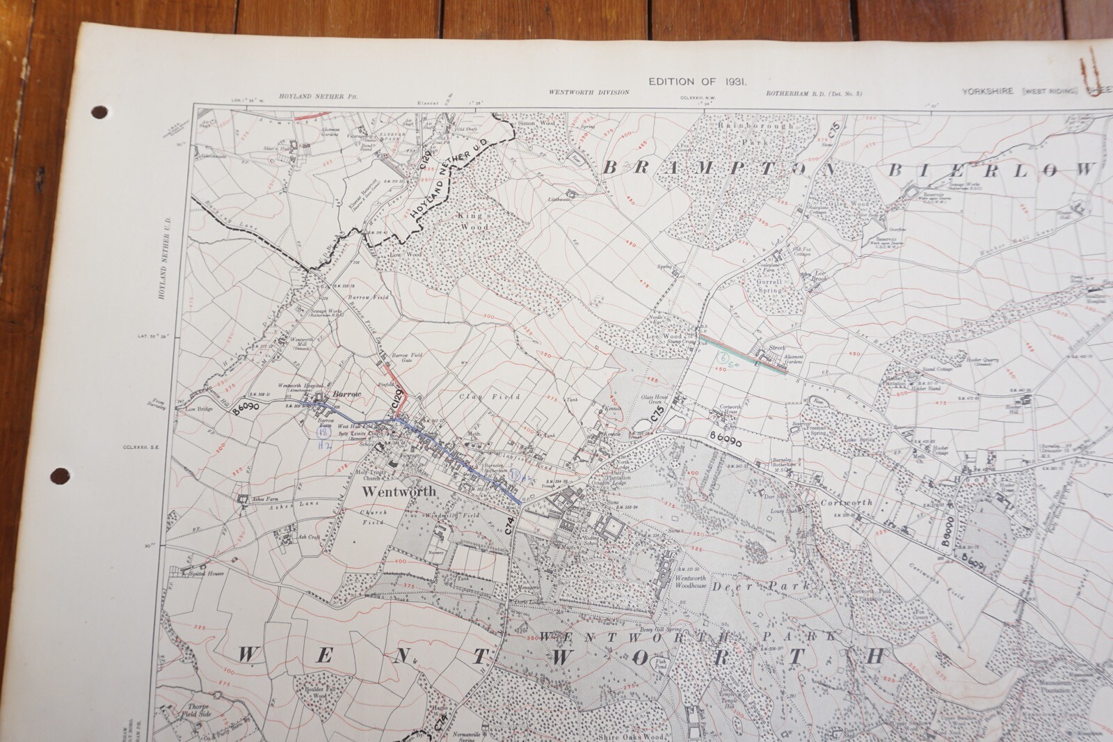 1931 Brampton Bierlow Wentworth Yorkshire Railway OS Linen Map Ref 8