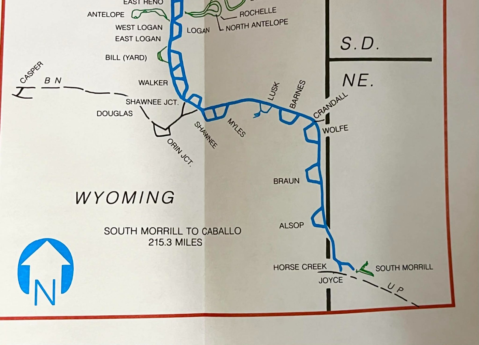 C&NW Railroad Coal Map CNW Wyoming 1985