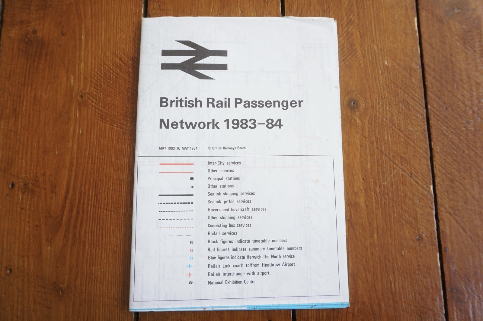 1983 1984 British Rail Passenger Network Railway BR Map