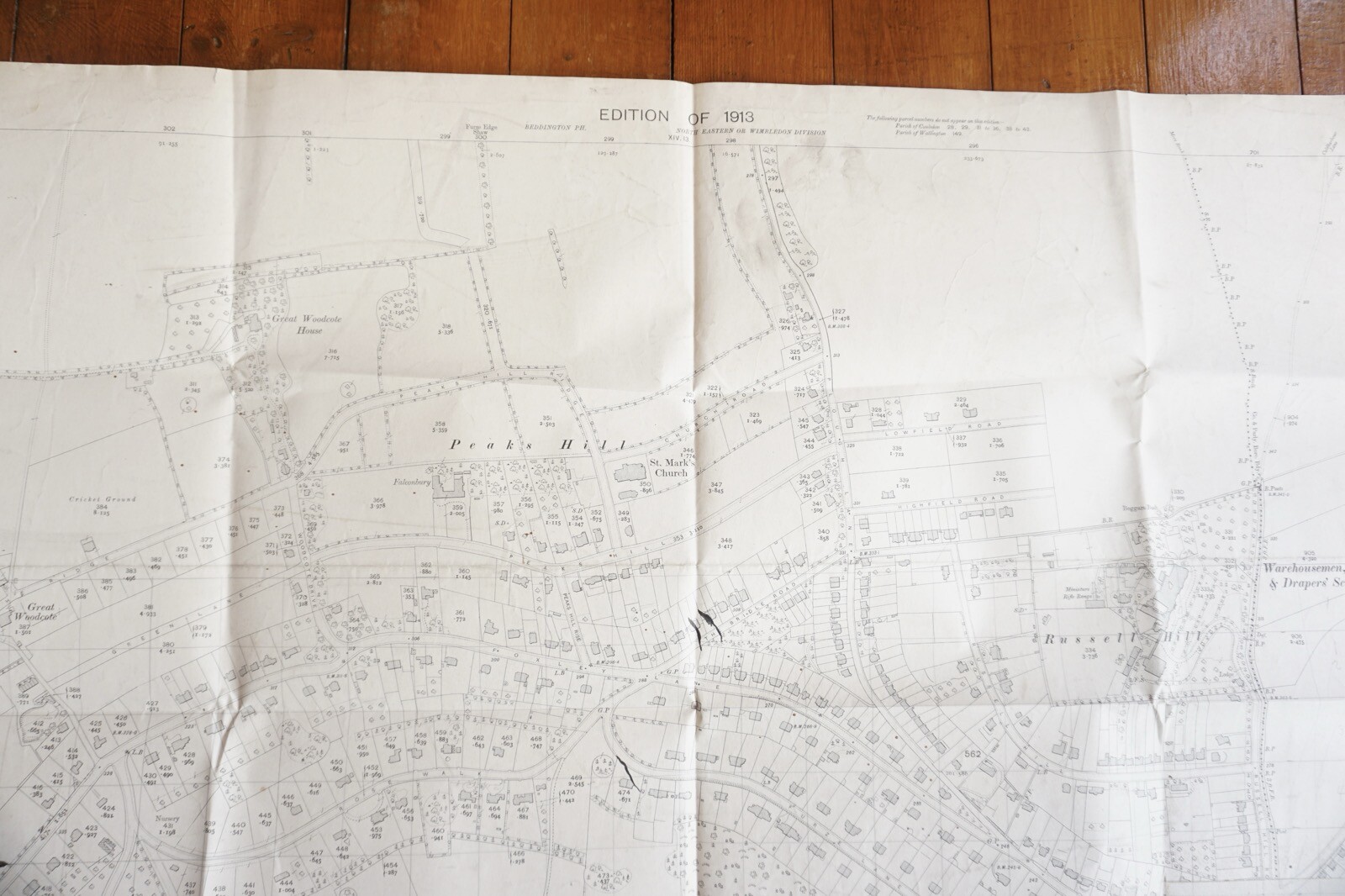 1913 Russell Hill Peaks Hill OS Railway Map London