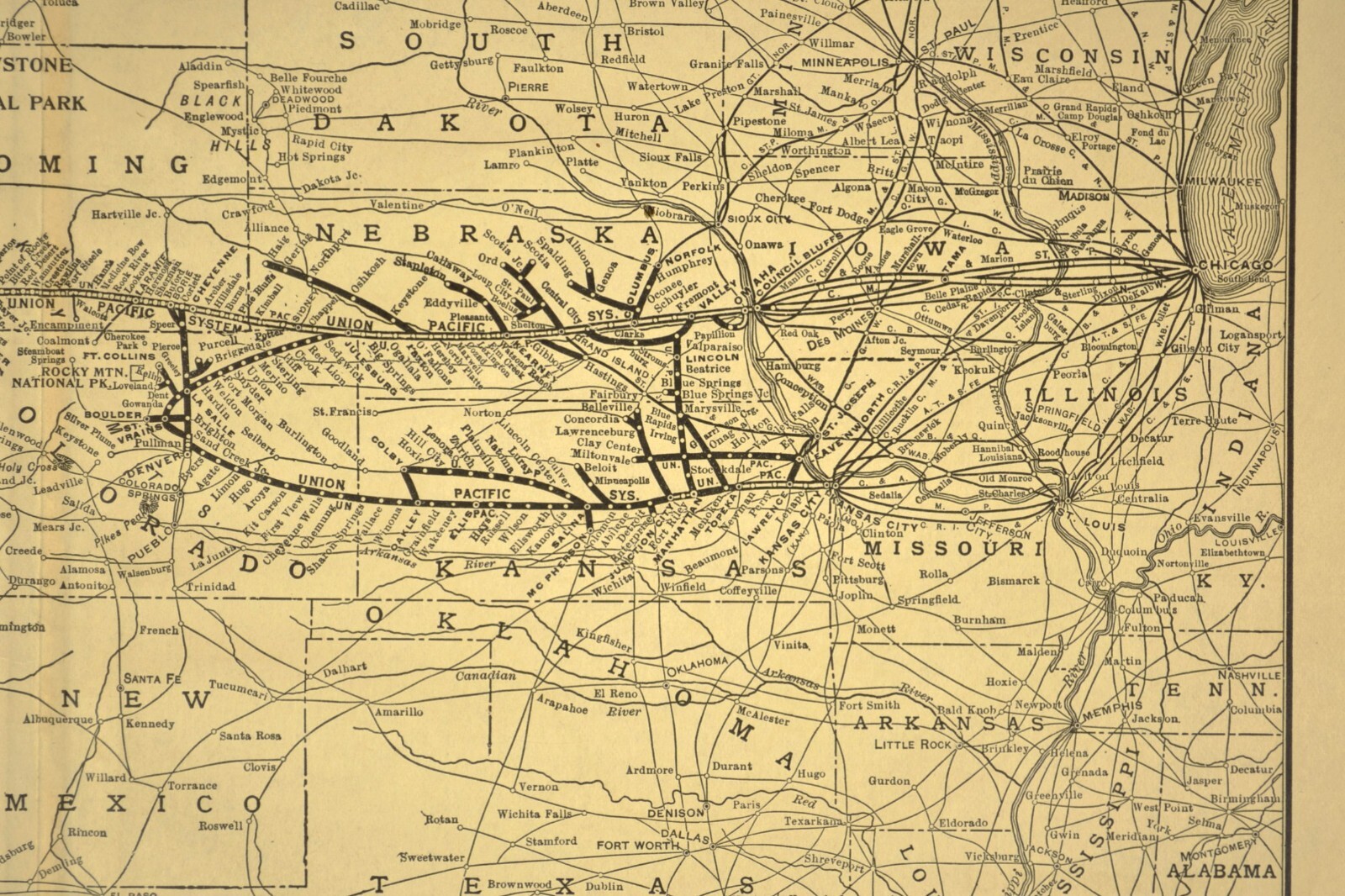 ca 1921 UNION PACIFIC Railroad Map Vintage Original RR System Map Antique