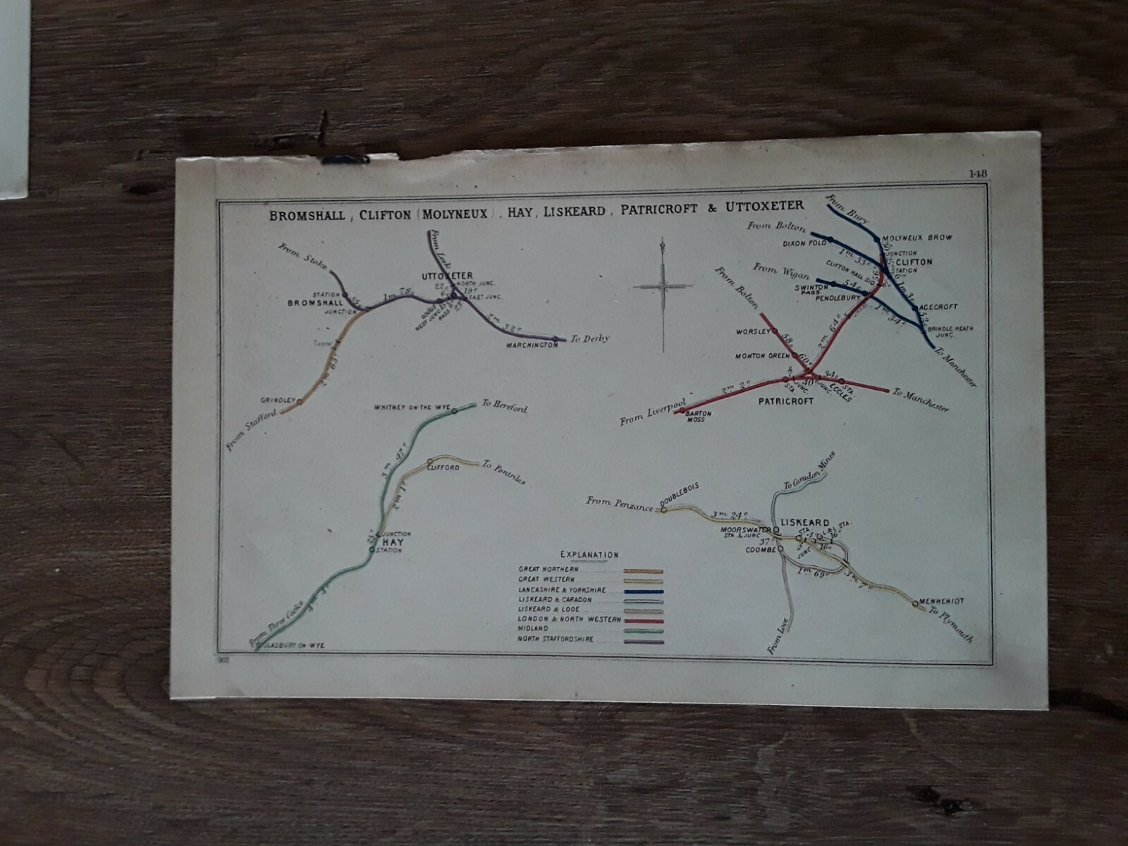 Uttoxeter, Patricroft & Liskeard – Railway Clearing House Map 1902