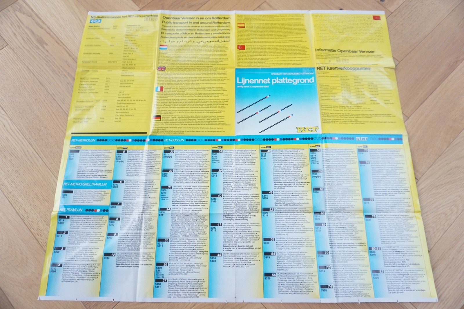 1982 RET Holland Netherlands Bus Tram Railway Route Map