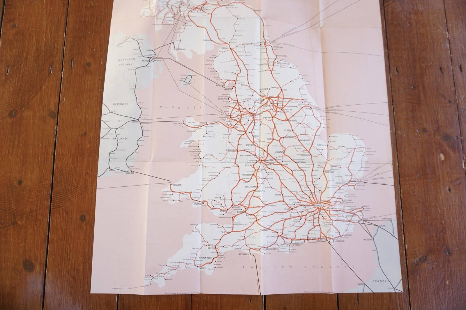 Jan 1968 British Rail Passenger Network Railway Map London Midland Region