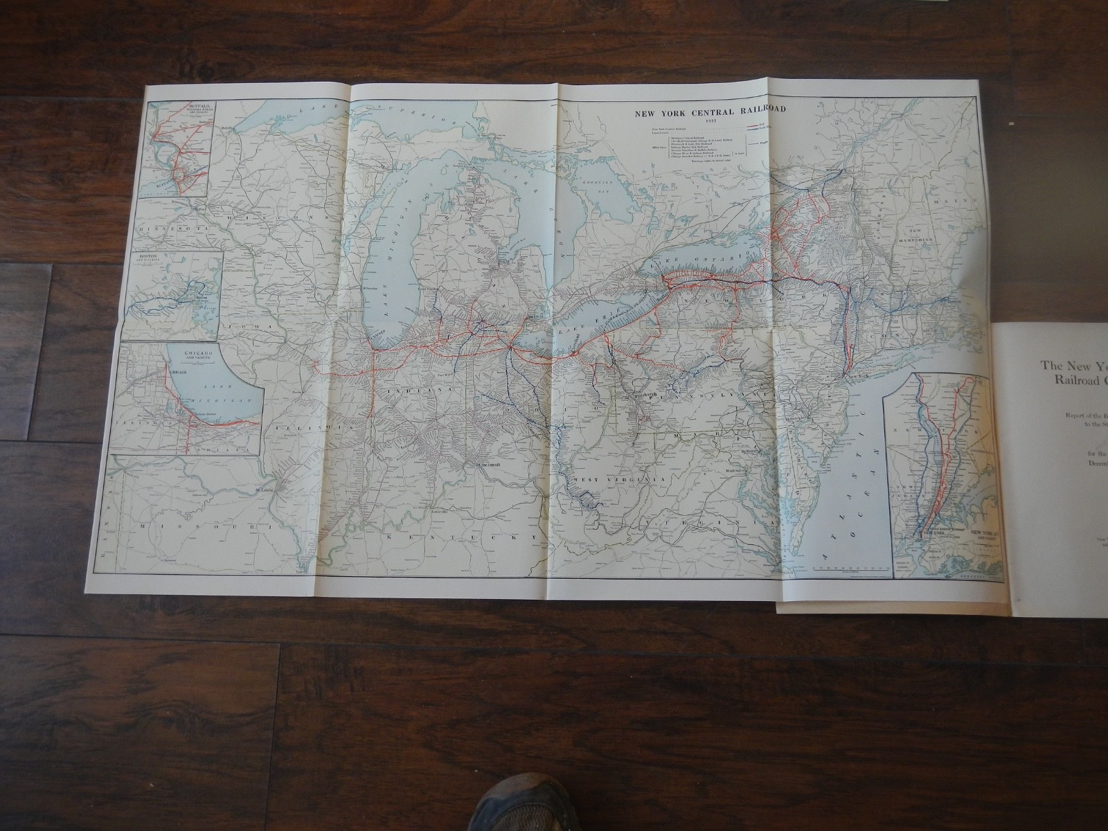 Vintage Map New York Central Railroad Co 1922 Stockholders Report Rare Lehigh RR