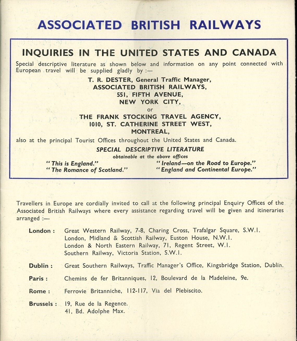Railway Map of Great Britain and Ireland Associated British Railways Map