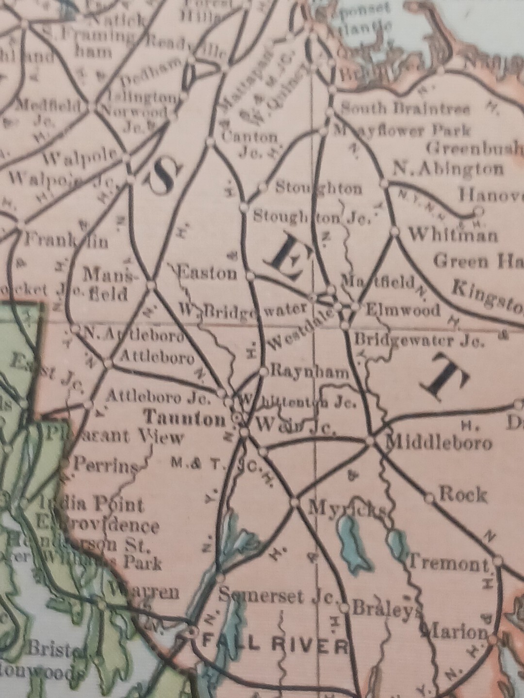1902 Train Route Map MASSACHUSETTS Connecticut RI All Railroad Lines 11″×9″
