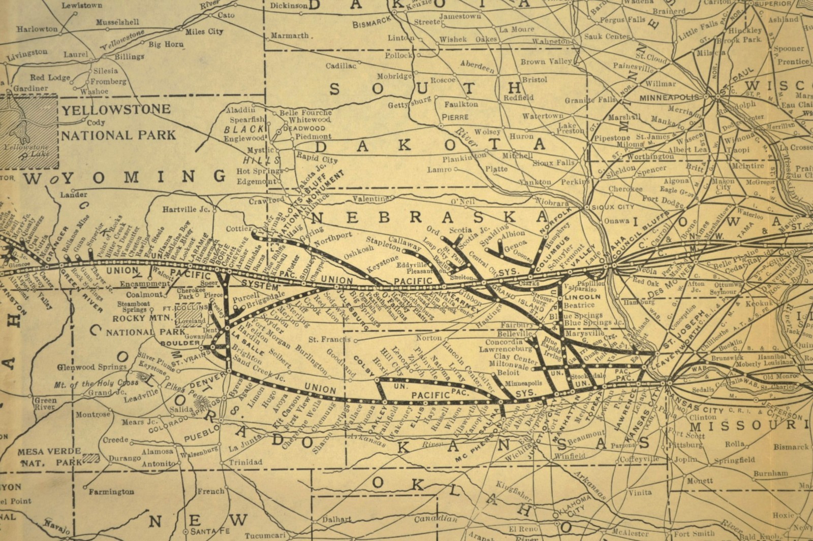 Antique UNION PACIFIC Railroad Map Oregon Washington Railroad LA&SL RR
