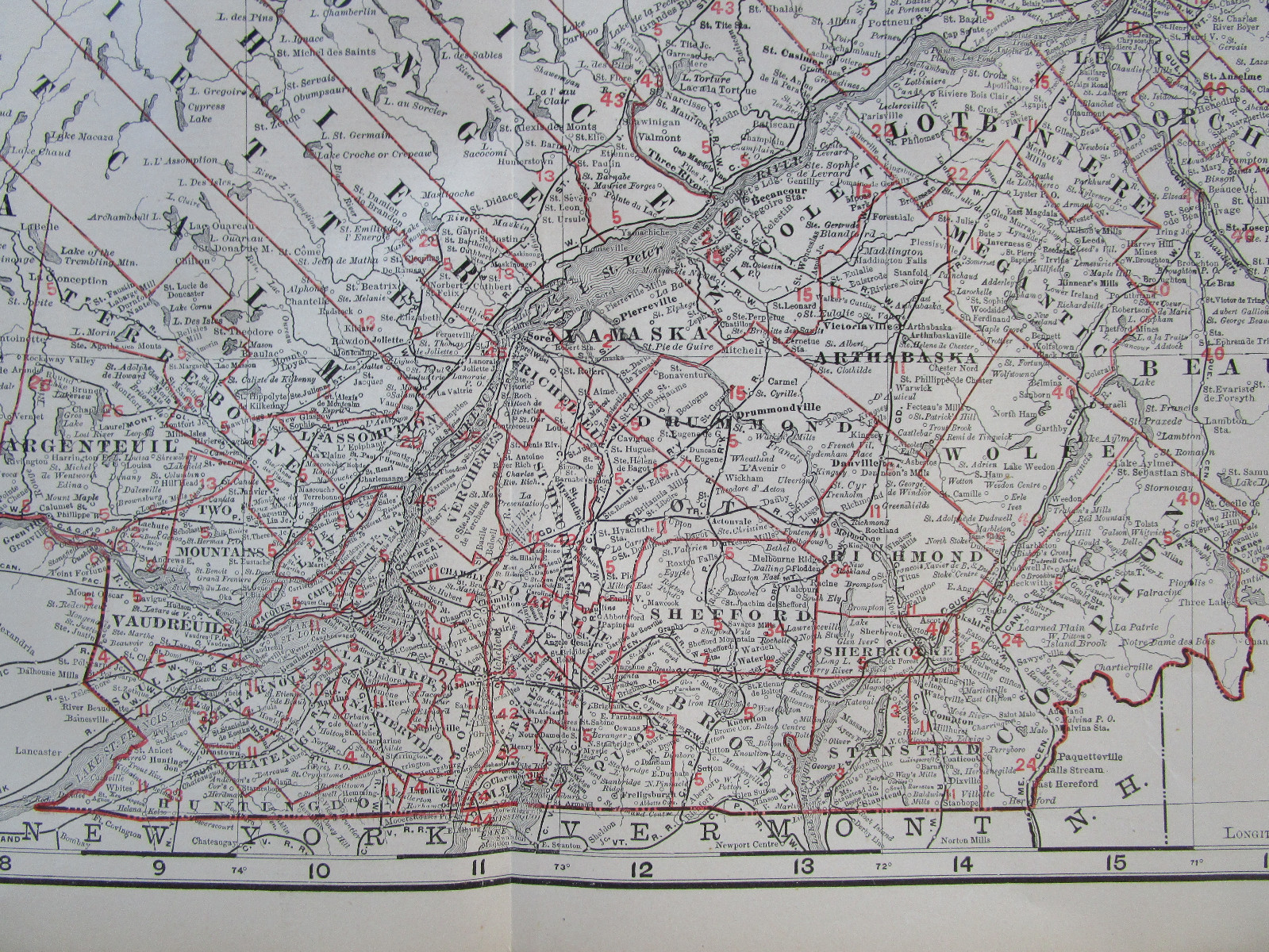 Lg 1901 CANADA QUEBEC RAILROAD Map McN Business CARILLON & GRENVILLE RR. B&M