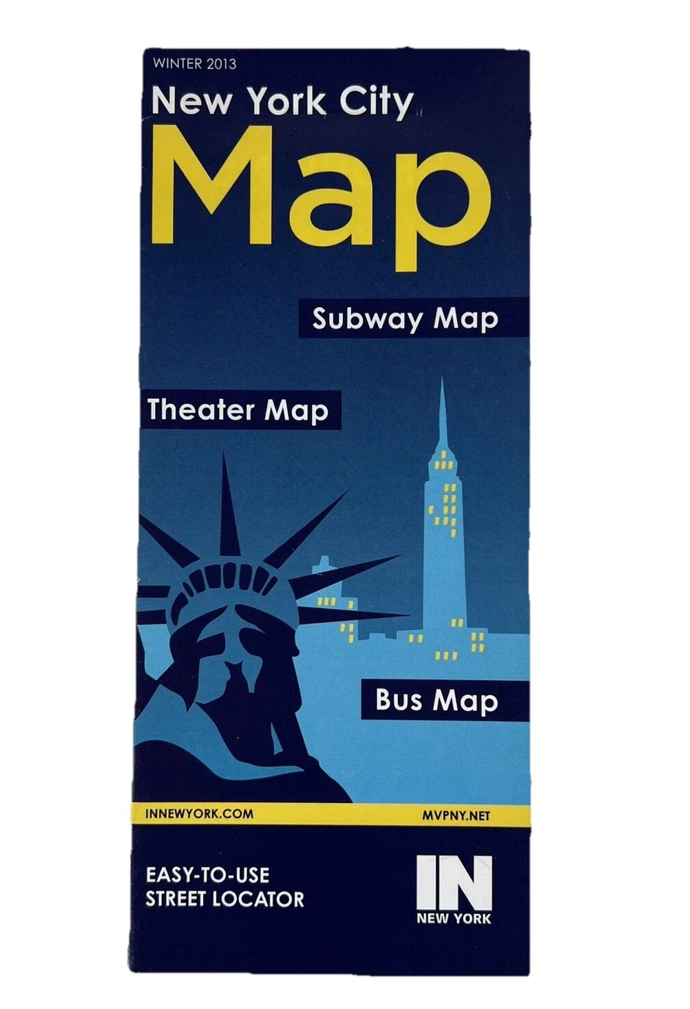Winter 2013 NYC Subway Theater Map INNEWYORK Ephemera Folding Paper Map Broadway