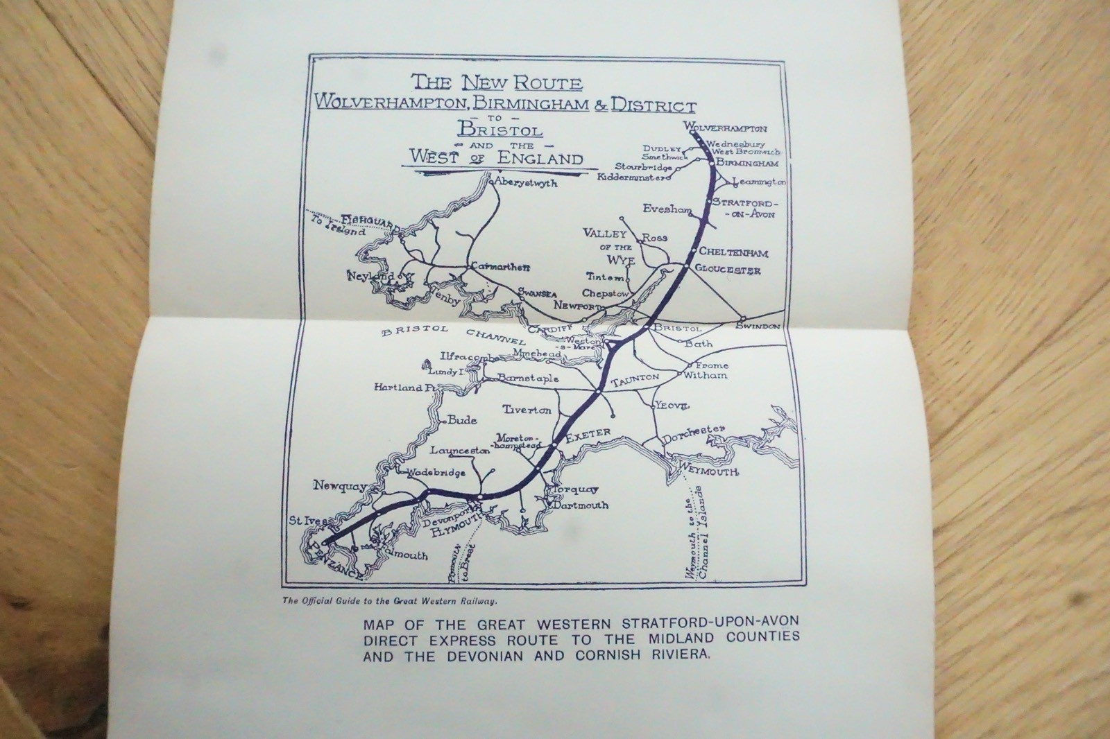 1913 GWR Wolverhampton Birmingham Bristol Original Railway Map