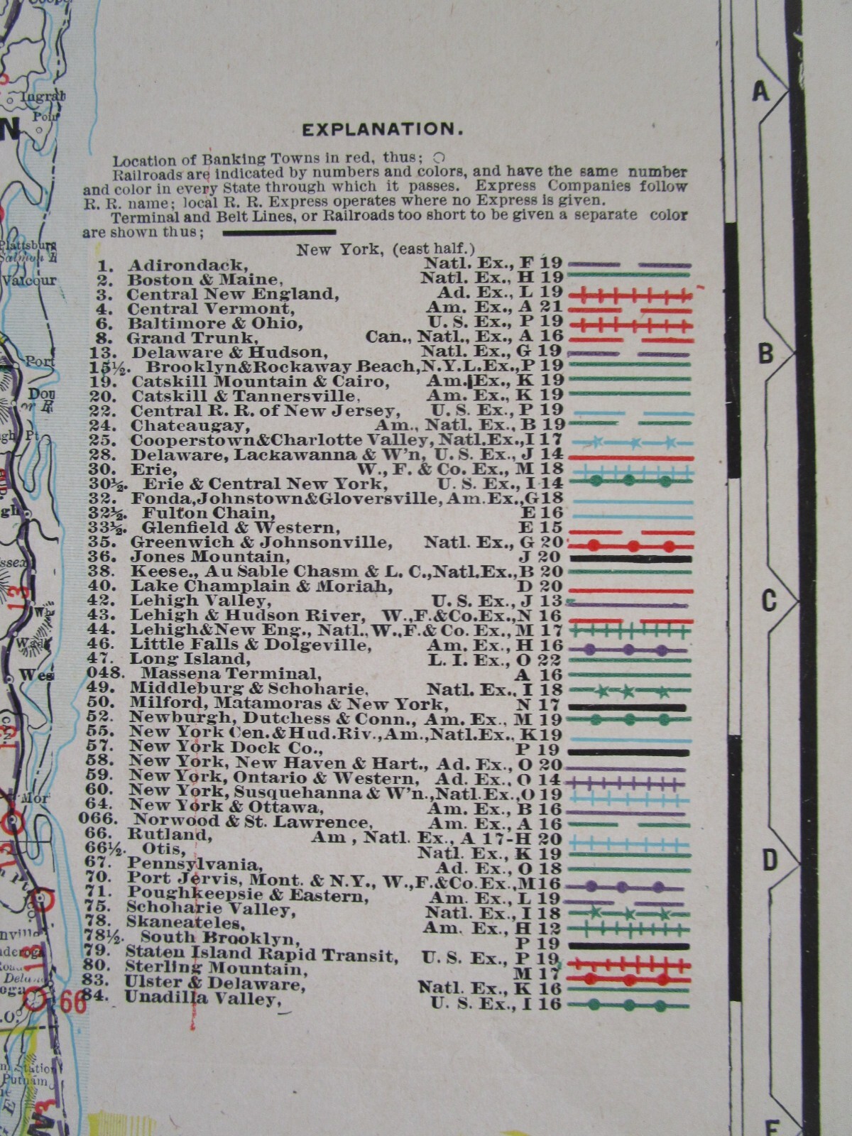 NY 1903 EASTERN NEW YORK Cram RAILROAD Map COOPERSTOWN & CHARLOTTE VALLEY RR