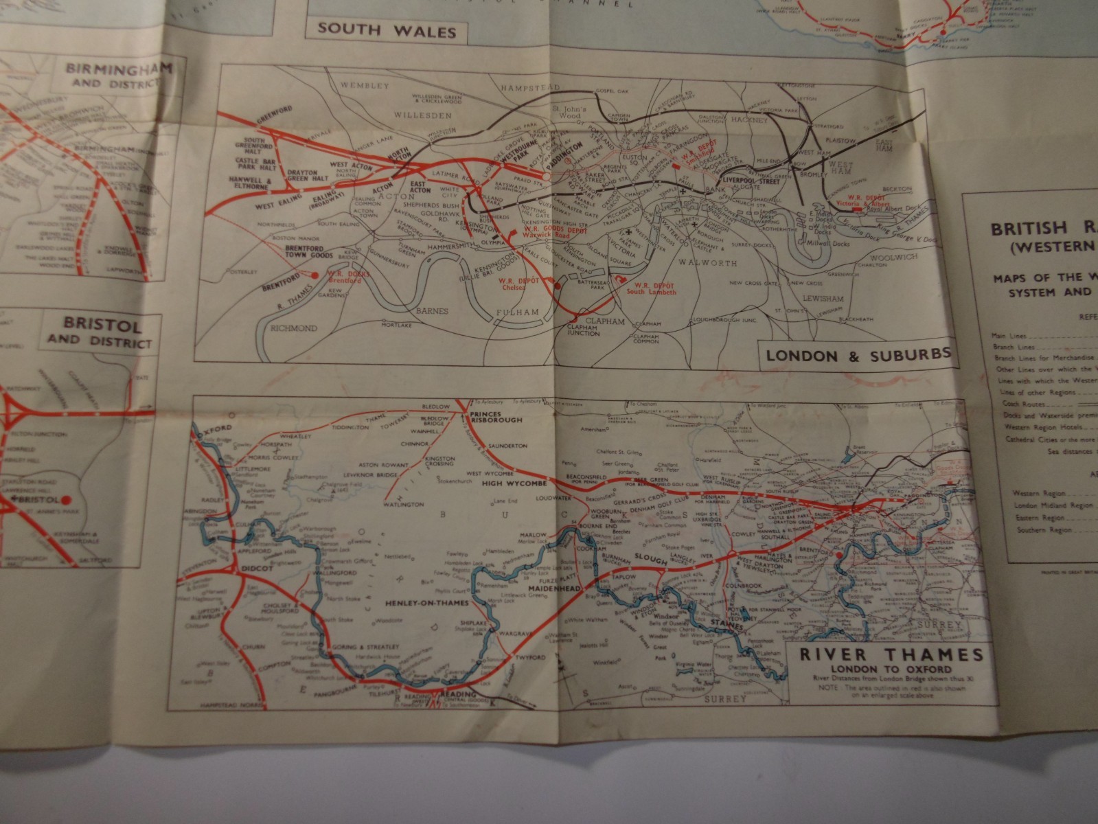 Large Double-Sided Railway Network Map, Western Region, British Railways, c1960s