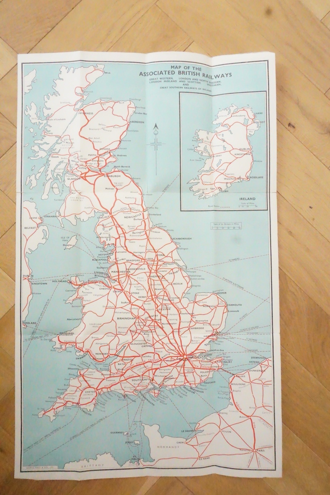c1950s Associated British Railways Railway Map LNER LMS Southern