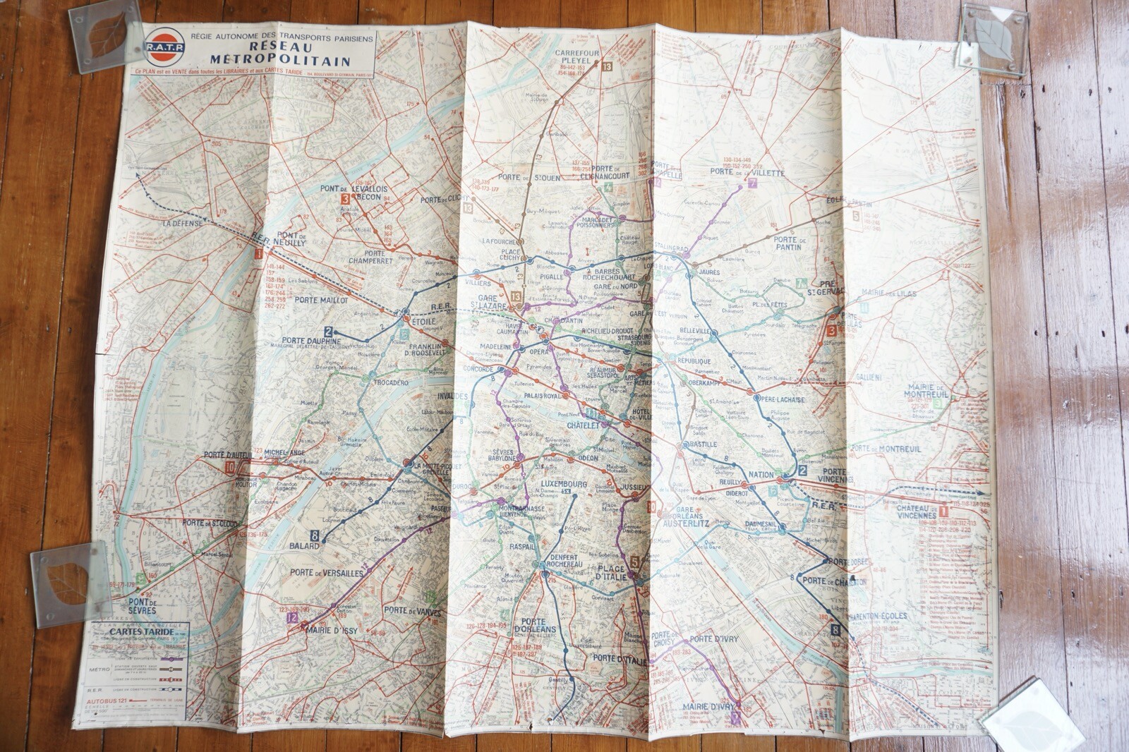 1968 France RATP Metro Underground Tube Map Railway Quad Poster
