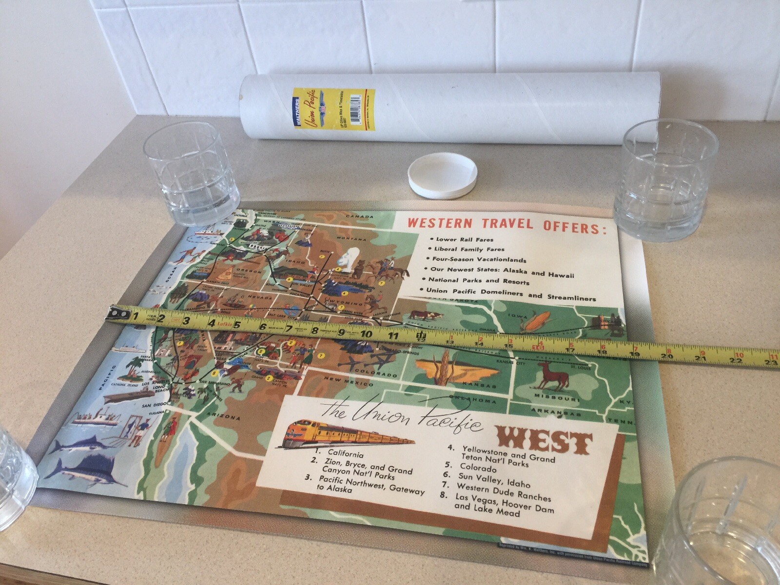 Union Pacific West Line Map Poster Time Tables Old Railroad Train UPRR Walthers