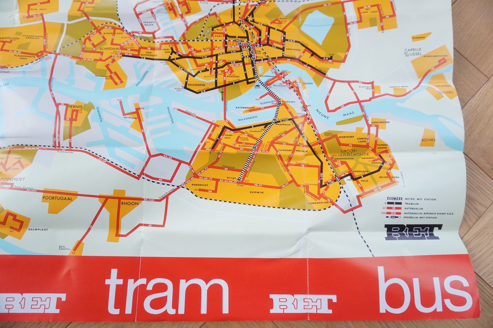 1972 RET Holland Netherlands Bus Tram Railway Route Map