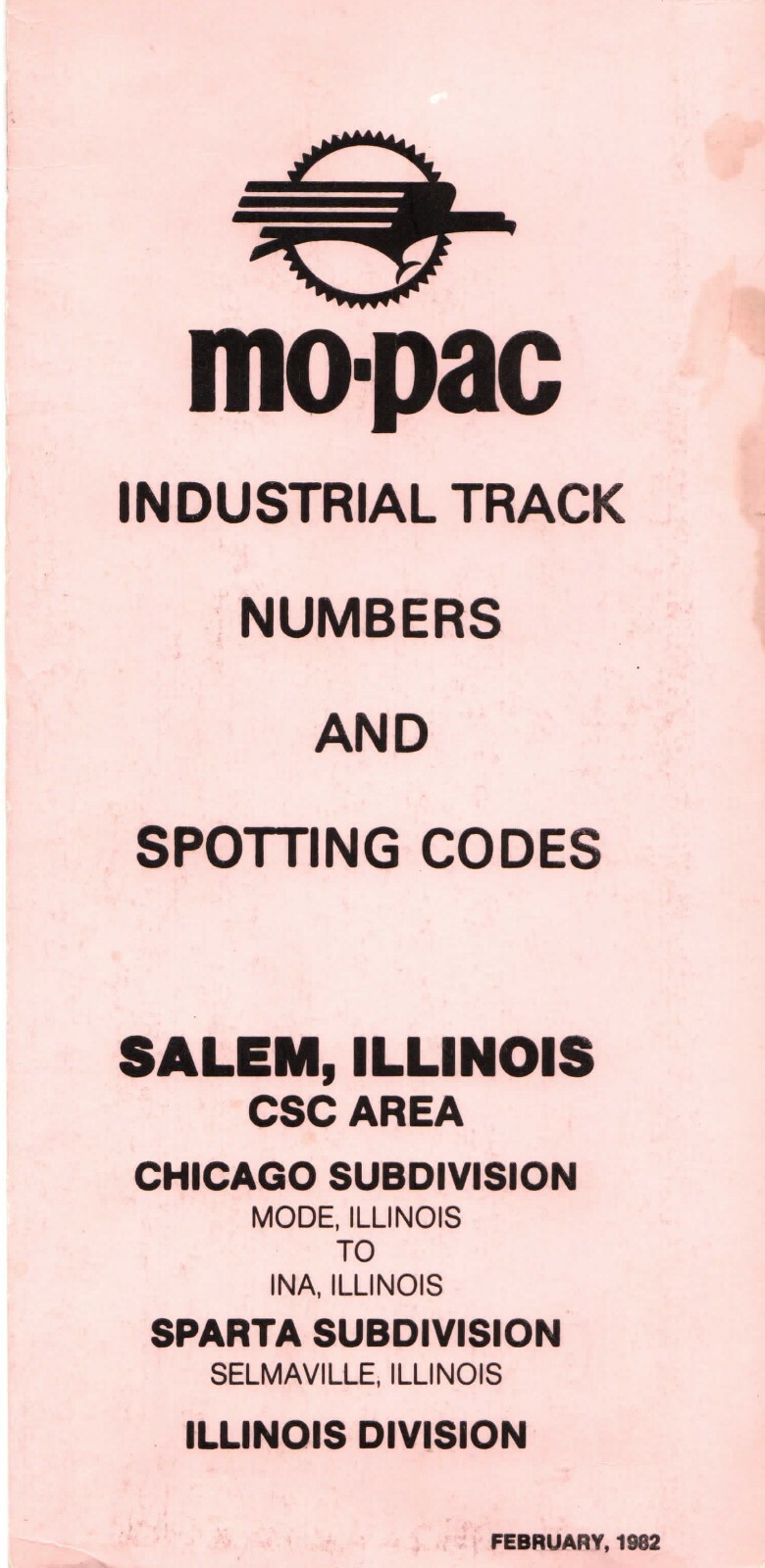 Missouri Pacific 1982 Salem, IL – Illinois Division ZTS PDF Pages on DVD