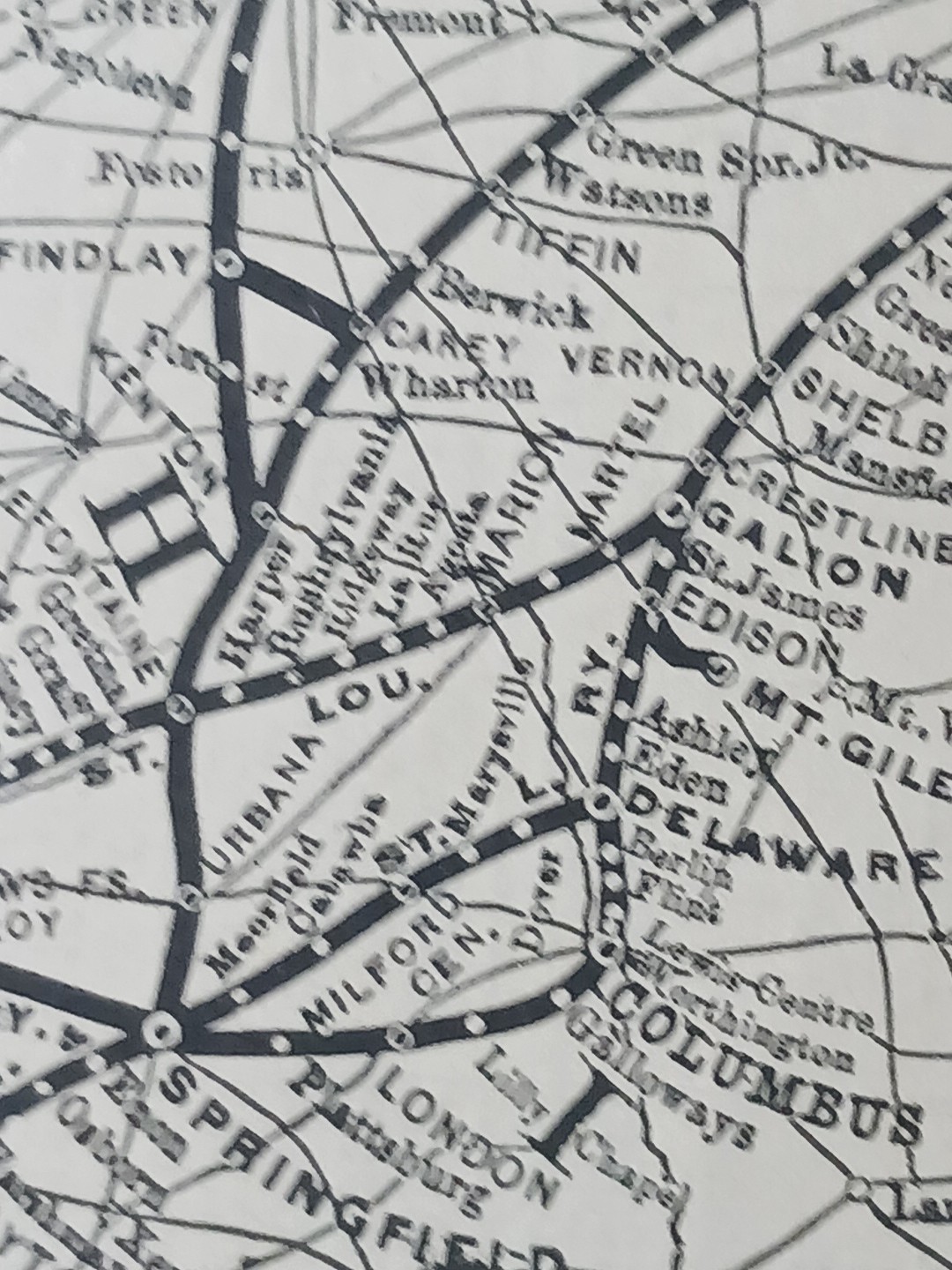 ~1898 Railroad Train Route Map CLEVELAND CINCINNATI CHICAGO & ST LOUIS RAILWAY