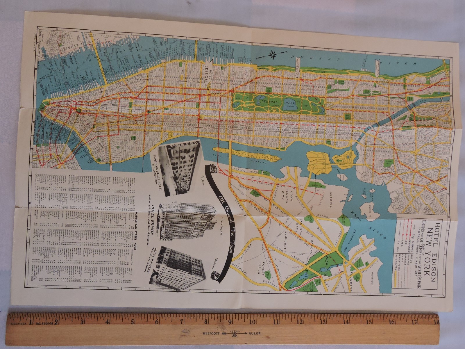 Rare 1939 New York City NYC 12×18.5 Nostrand Subway Map