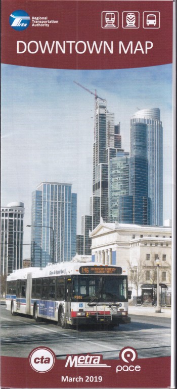RTA CTA METRA PACE Downtown Chicago Transit Map 3 2019