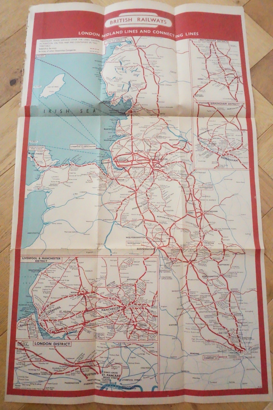 May 1960 British Rail London Midland Region Passenger Network Railway Map