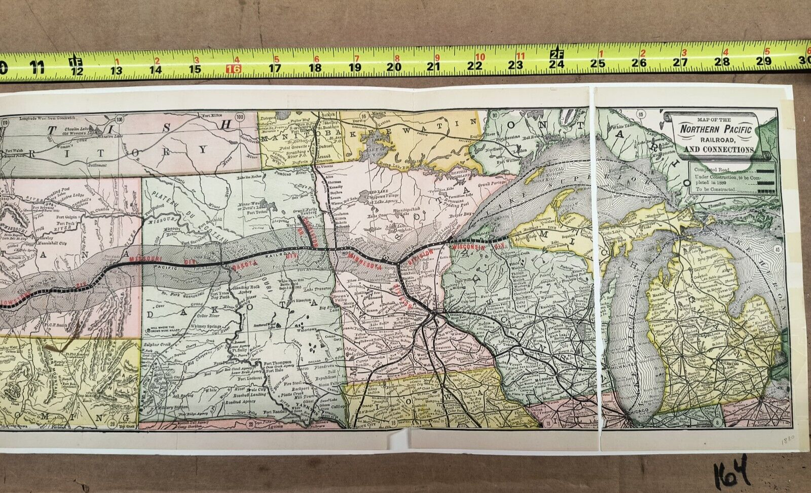 1879-1880 Northern Pacific Railroad & Connections Map