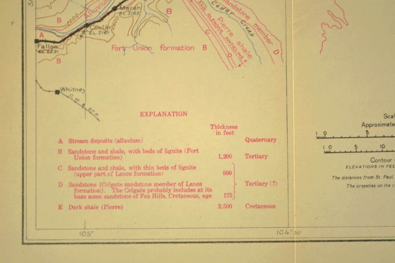 1915 Antique Northern Pacific Railroad Map Glendive Montana Beach North Dakota