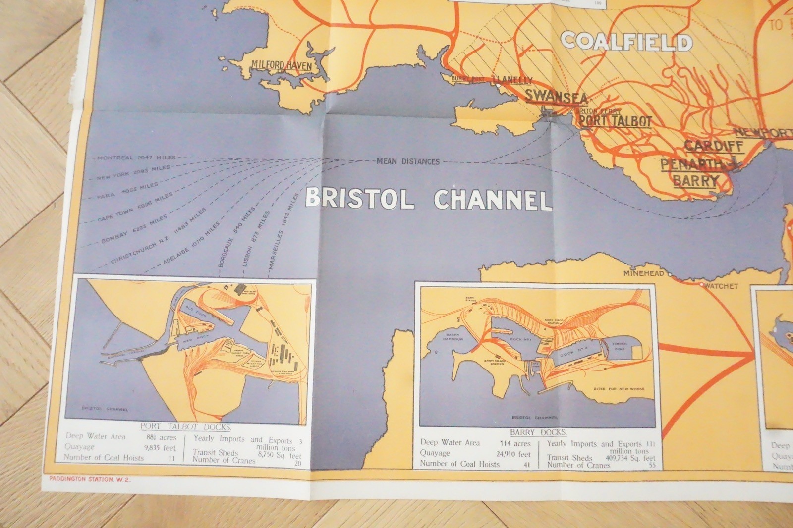 1928 GWR The South Wales Seaboard Harbour & Docks Railway Map