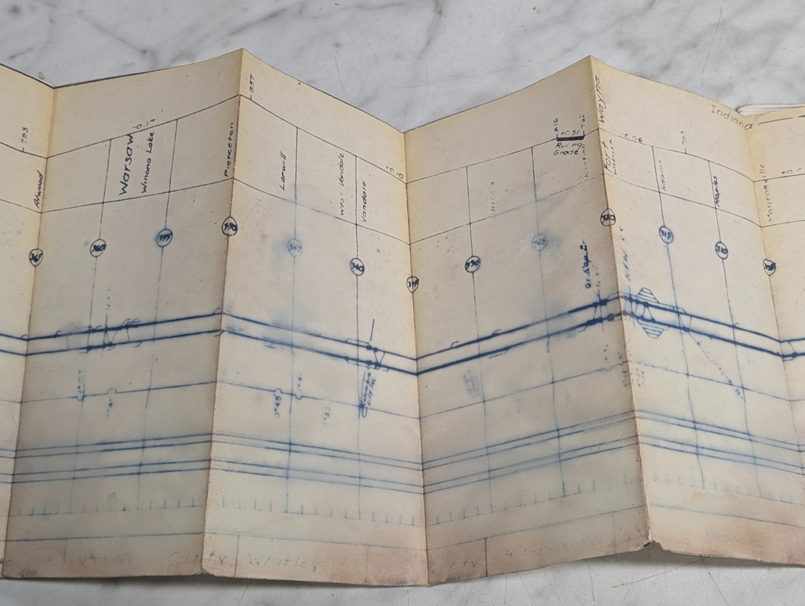 Pennsylvania Railroad Western Region Ft Wayne Division Main Line Track Chart ~6′
