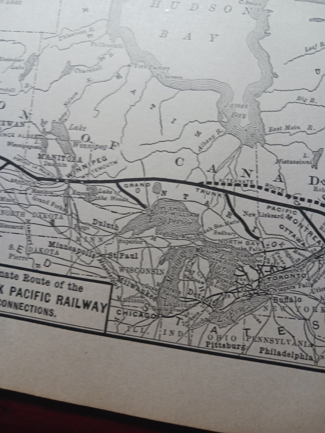 ~1906 Train Route Map GRAND TRUNK PACIFIC RAILWAY Canada Railroad & Connections