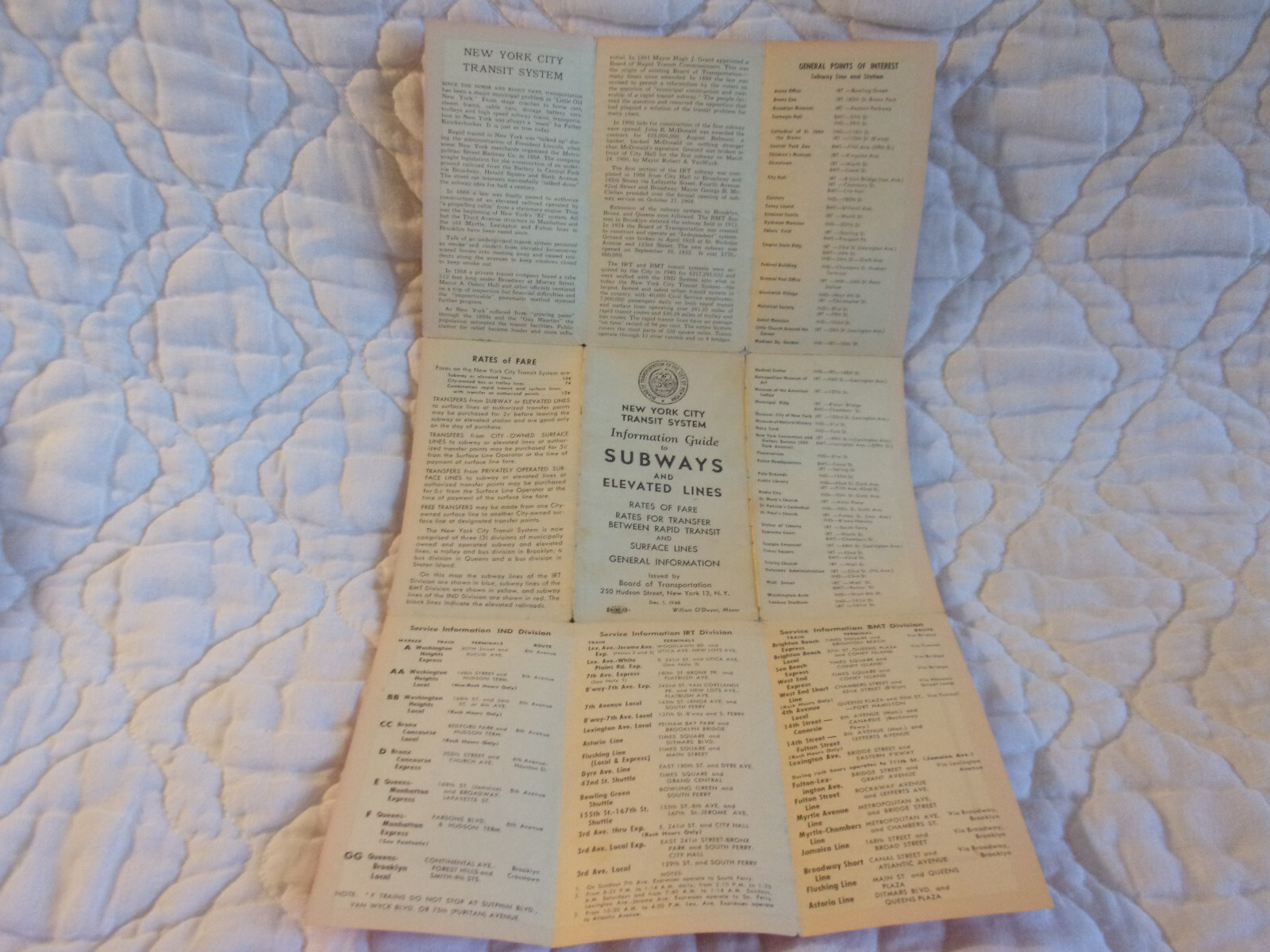 NEW YORK CITY TRANSIT SYSTEM 1948 SUBWAY MAP + BMT TRAIN TIMETABLE 1955 RAILROAD