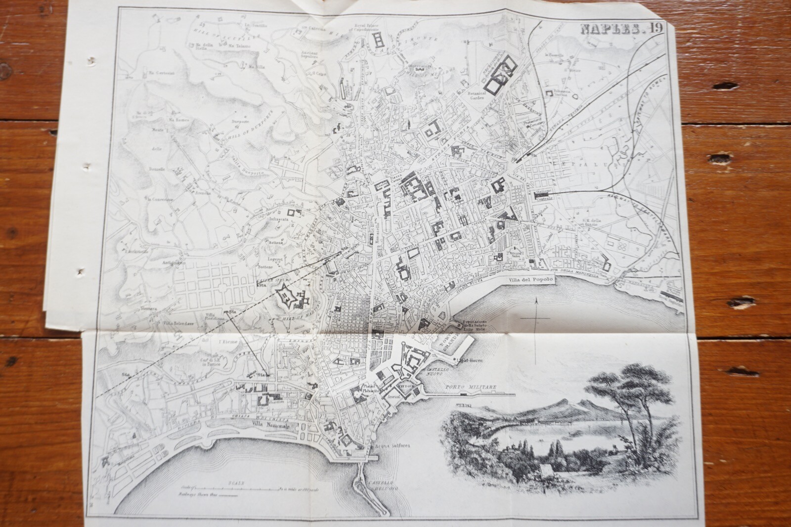 1899 Bradshaws Map of Naples Italy Original Railway Map
