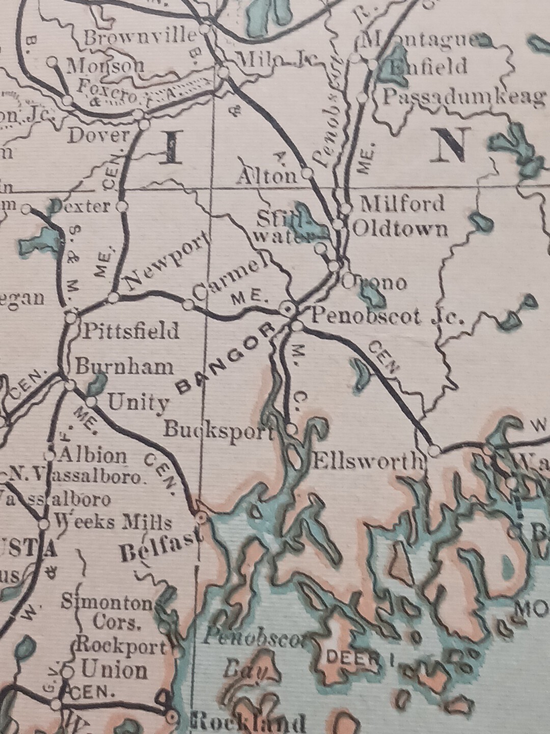 1902 Train Route Map MAINE New Hampshire VERMONT All Railroad Lines 11″×9″