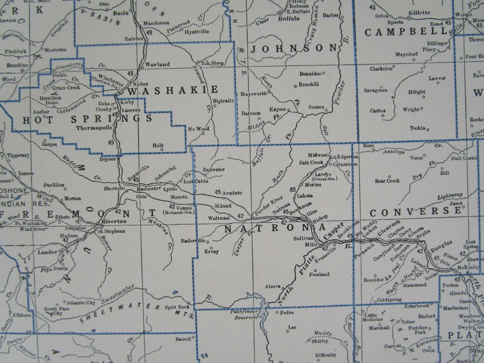 WY 1931 WYOMING RAILROAD Map. LARAMIE, NORTH PARK & WESTERN RR