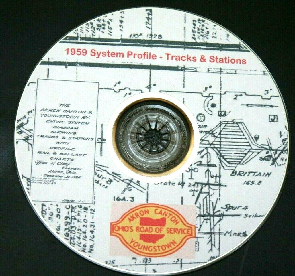 Akron Canton & Youngstown 1959 System Profile- Track & Stations PDF Pages on DVD