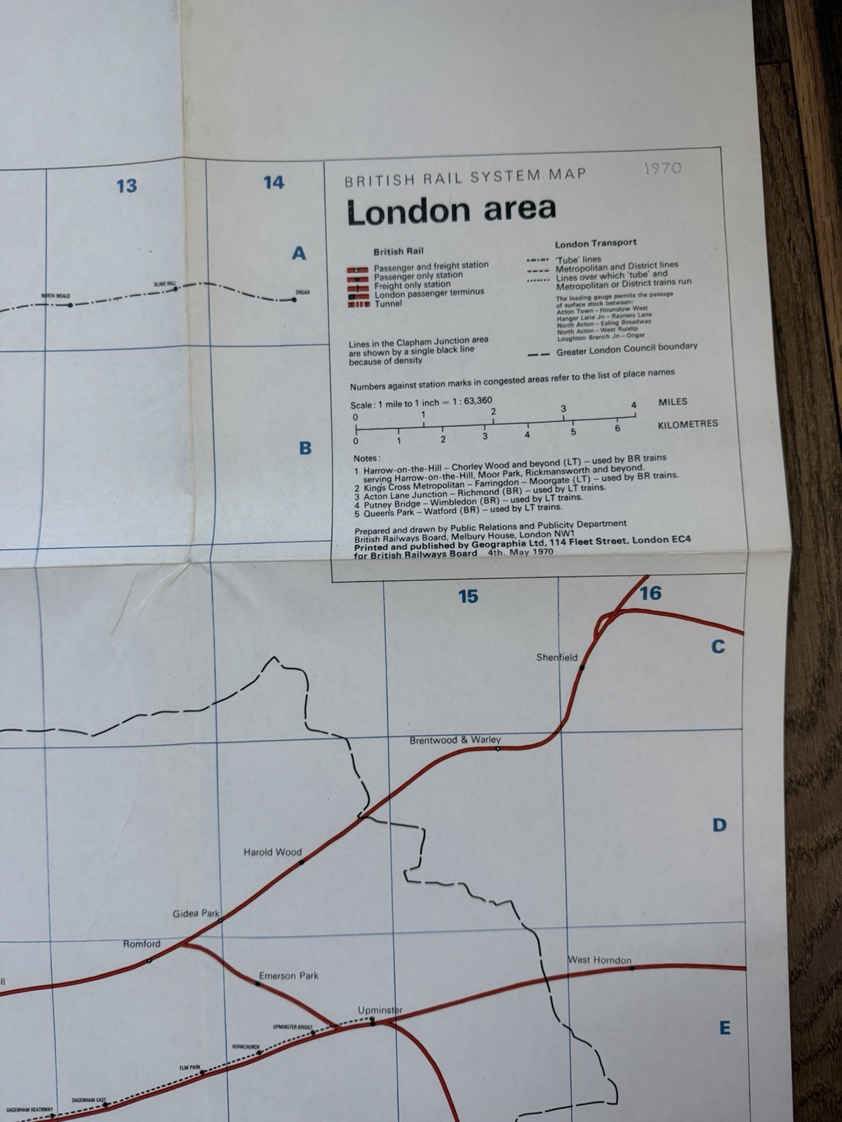 London Rail System British Railways Board Transport Map 1970 underground tube