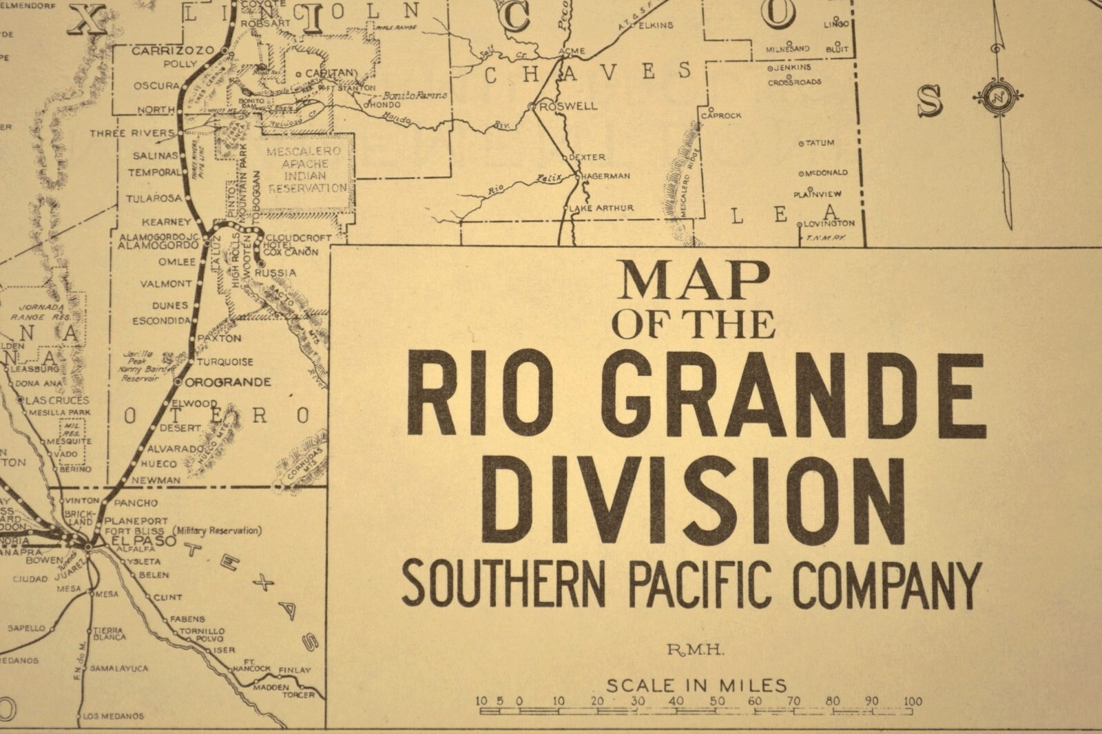 SOUTHERN PACIFIC Railroad Map Rio Grande Division Denver & Rio Grande Western RR
