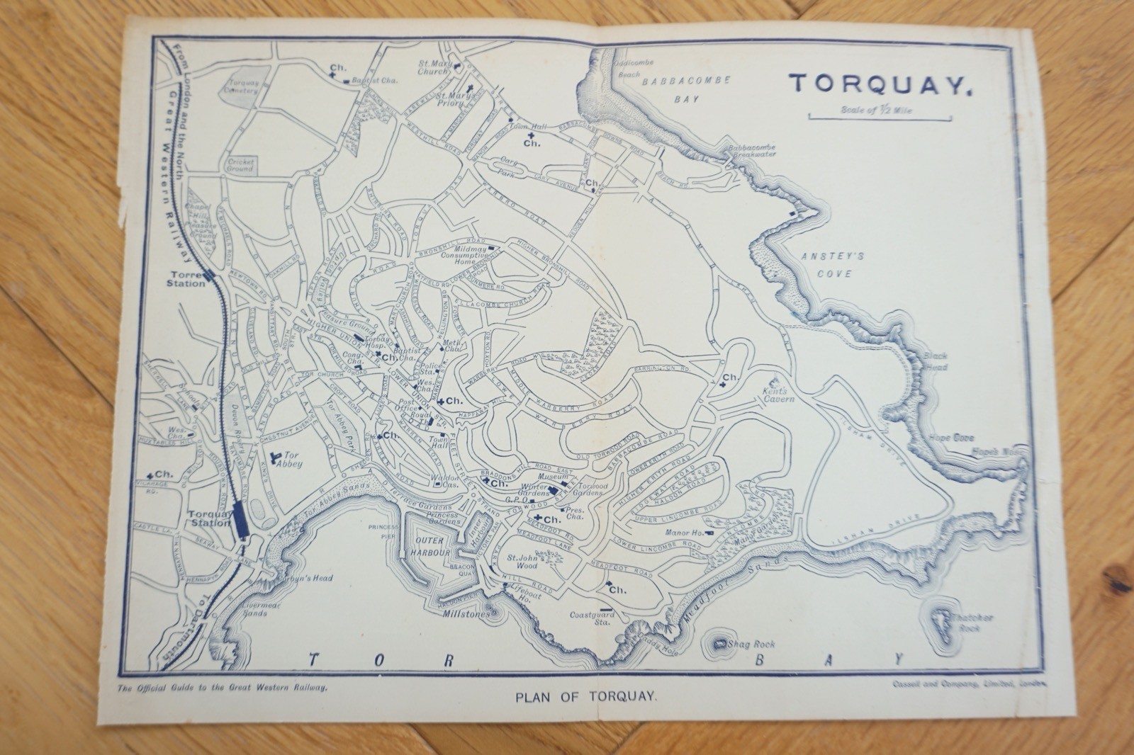 1909 GWR Torquay Original Railway Map