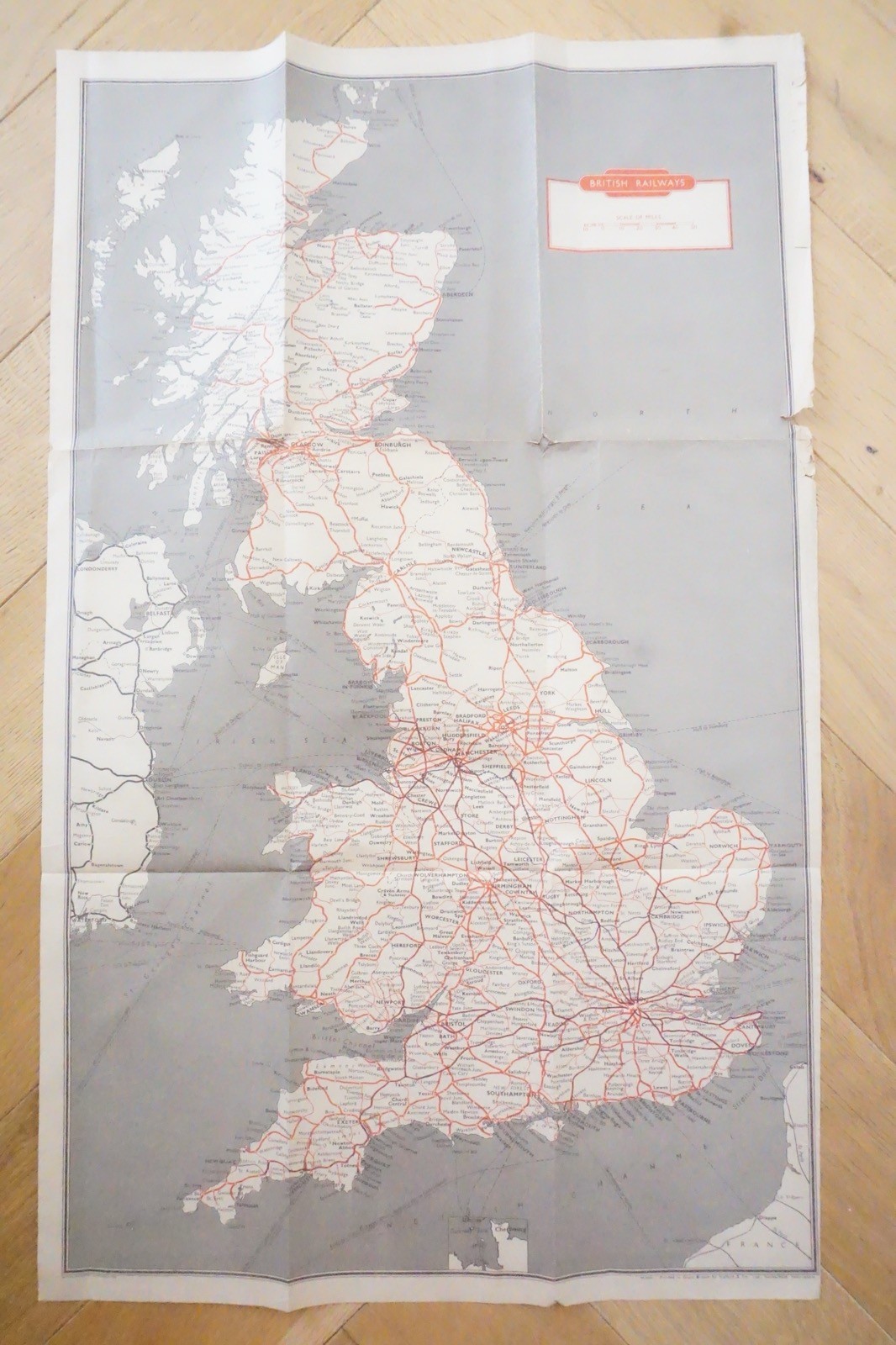 1956 British Rail London Midland Passenger Network Railway System Map